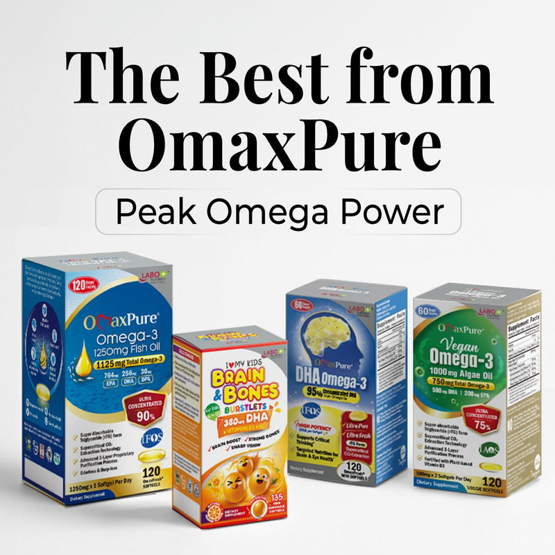 LABO Nutrition OmaxPure DHA Omega 3 rTG IFOS Fish Oil - Brain & Eye Support | 120 mini softgels, IFOS certified rTG omega 3, rich in DHA & EPA, prenatal brain & eye support, 120 60 days' supply