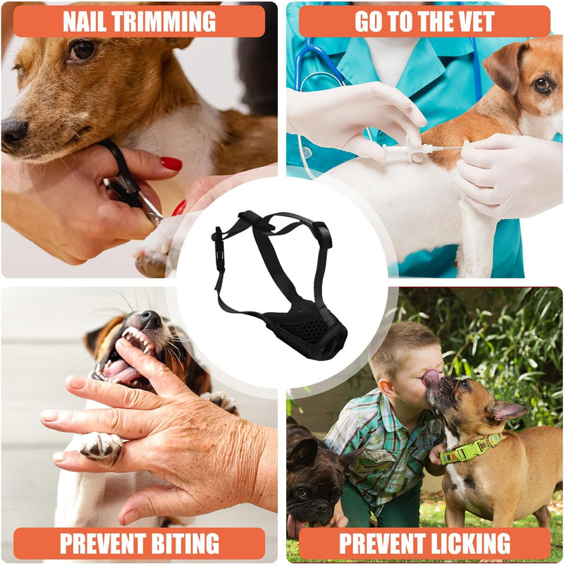 MoiiLavin Soft Dog Muzzle for Small Dogs XS for Grooming Barking Chewing, Barkless Mesh Muzzles to Prevent Eating Poops,Best for Aggressive Dogs Breathable-Black - BeesActive Australia