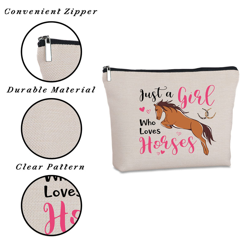 Horses Gifts for Women Horse Zipper Makeup Bag Equestrian Travel Bag Just a Who Love Horses Animal Lover Gifts Horses Lover Gifts Horseshoe Gift - BeesActive Australia