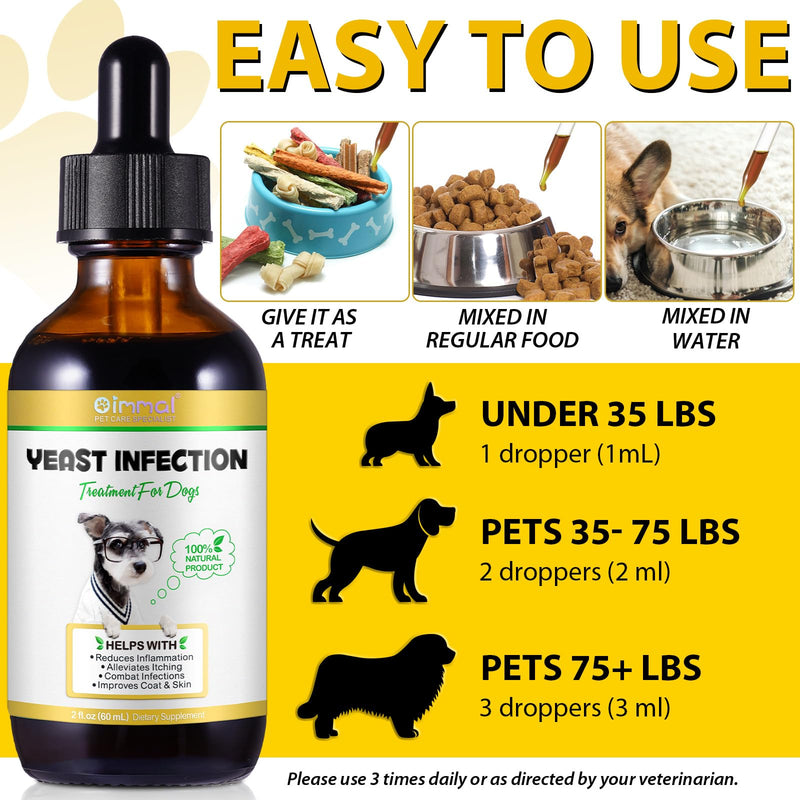 Yeast Infection Treatment for Dogs, Dog Ear Infection Treatment, Yeast for Itchy Dog Skin Relief, Allergy Relief, Soothe Itchy Paws, Eyes, Ears, Skin