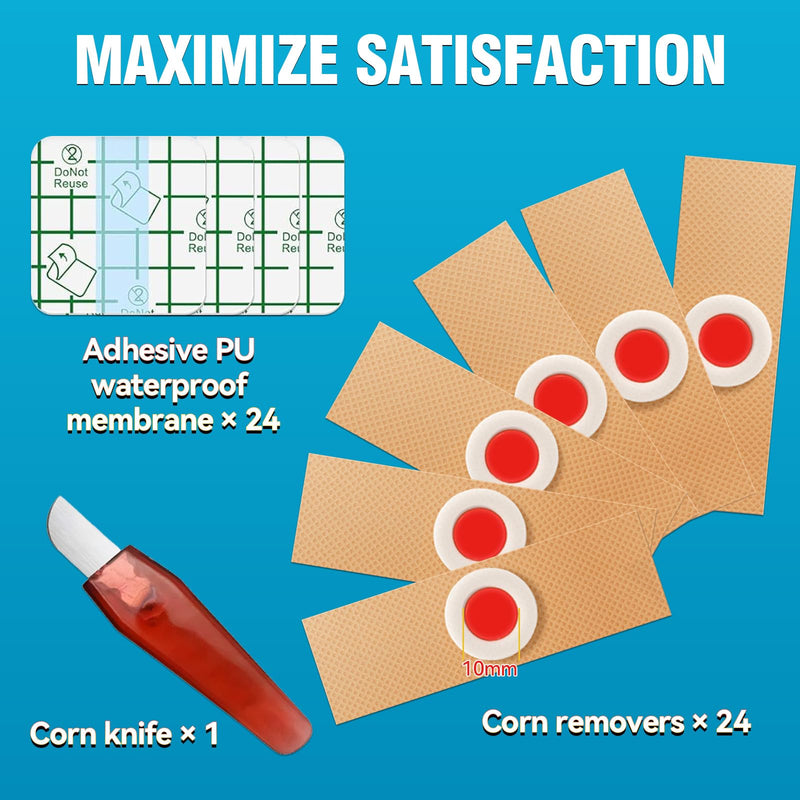 AstraVox 24Pcs Corn Removers for Toes Feet with Adhesive PU Waterproof Membrane, Plantar Corn Remover Bandaid Pads Kit for Hand, Highly Effective, Pain Relief, Easy to Use (Large) Large - BeesActive Australia