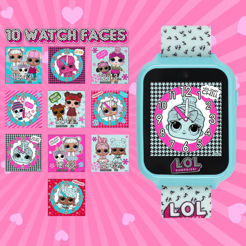 Accutime Kids LOL Surprise Light Blue Educational Touchscreen Smart Watch Toy for Girls, Boys, Toddlers - Selfie Cam, Learning Games, Alarm, Calculator, Pedometer & More (Model: LOL4299AZ) - BeesActive Australia