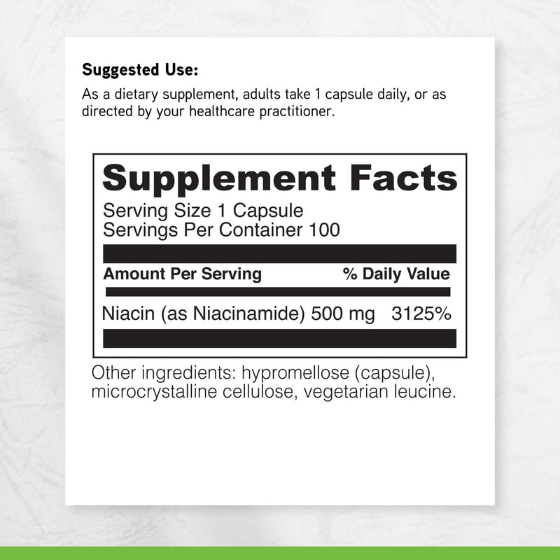 Davinci Labs Niacinamide - Dietary Supplement with Vitamin B3 to Support Fat Metabolism, Circulation and Healthy Skin* - with 500 mg Niacinamide per Serving - Gluten-Free - 100 Vegetarian Capsules