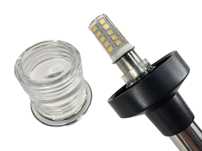 Pactrade Marine 12V Marine Boat Yacht Pontoon Navigation Anchor Light 360 Degrees All Around Nature White LED Splashproof Black Housing USCG Certified Approved (Plug-in Base (H=25")) Plug-In Base (H=25")
