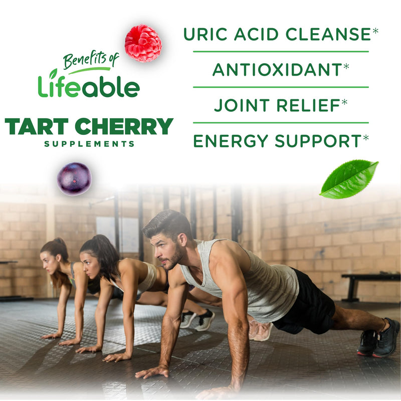 Lifeable Tart Cherry Gummies with Celery and Turmeric for Uric Acid Support | Great tasting cherry gummies for healthy uric acid levels, joint comfort and antioxidants, vegan and kosher, 60 gummies
