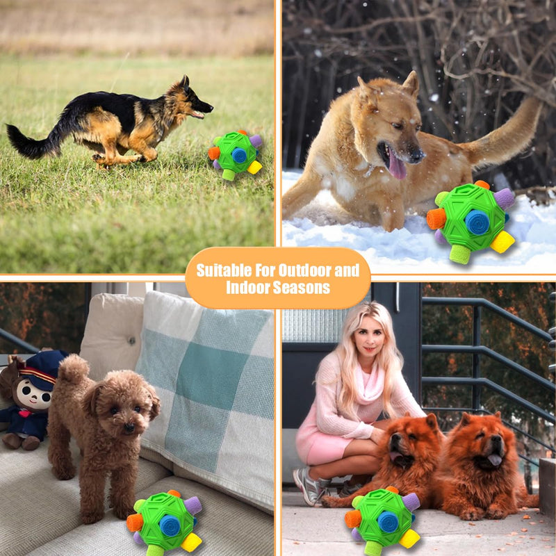 Dog Snuffle Ball-Interactive Puzzle Dog Toys Encourage Natural Foraging Skills Slow Feeder for Training and Stress Relief, Cloth Strip Hiding Food Chew Toys for Any Size Dogs with Squeaky Carrot Toy Green - BeesActive Australia