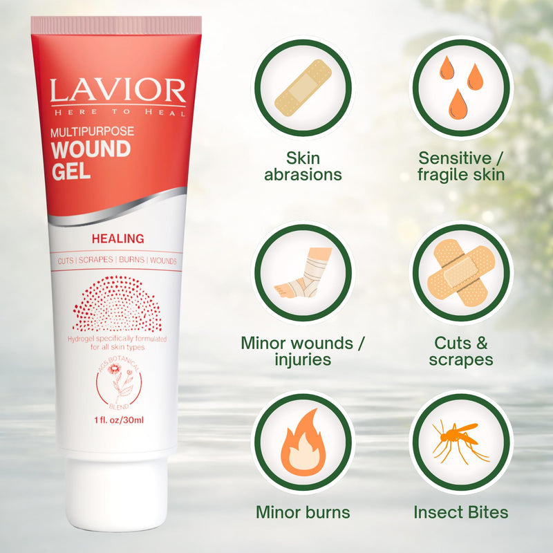 LAVIOR Advanced Botanical Wound Gel – Fast Healing Ointment for Cuts, Scrapes, Wounds, Burns & Skin Irritations – Natural Clinically Proven Recovery Care – Steroid & Antibiotic Free, 1oz 1 Ounce - BeesActive Australia