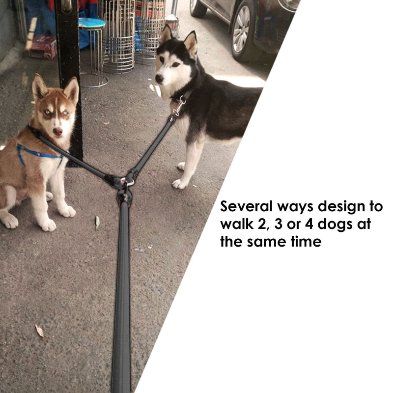 Petyoung 2/3/4 Way Pet Walking Couplers Lead Nylon Braided Rope No Tangle Dog Walking Tracks for 2/3/4 Dogs 4 Way Black - BeesActive Australia