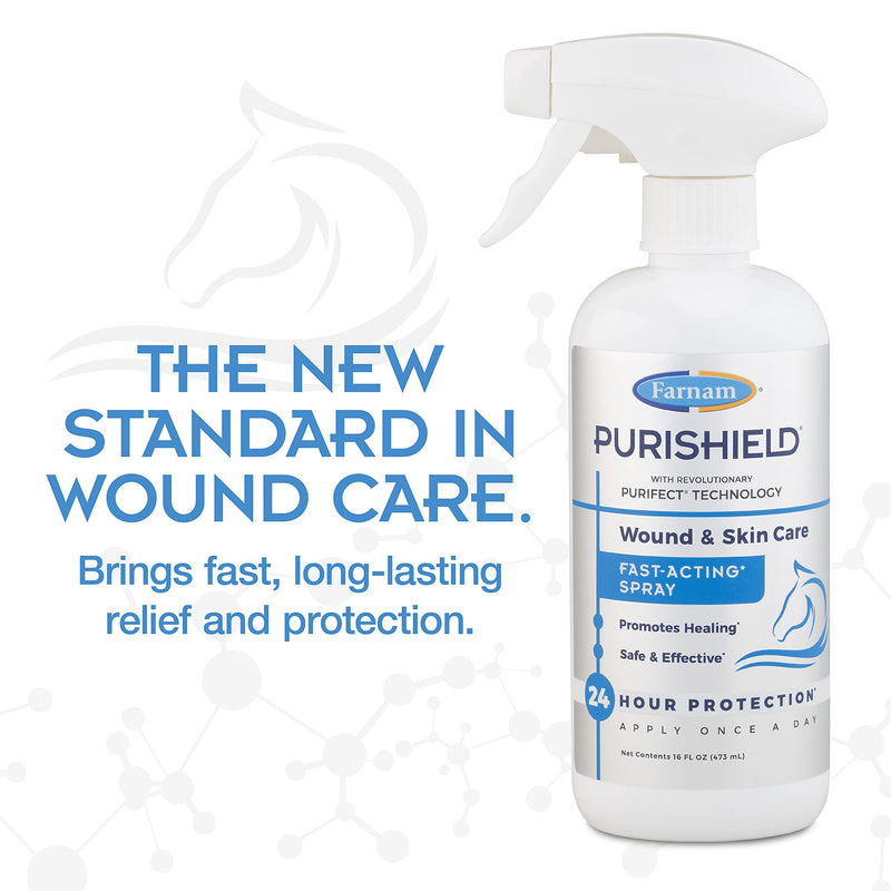 Farnam Purishield Wound & Skin Care Fast Acting Spray, Cleans and Treats Wounds on Horses, Dogs, Cats & Livestock 16 Ounces Wound Spray - BeesActive Australia