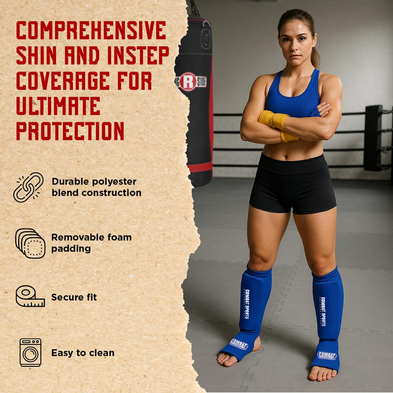 Combat Sports Shin & Instep Padded Guards, Elastic, Impact-Absorbing Shin Guards with Snug Support, Ideal for MMA, Muay Thai, and Martial Arts, Washable MMA Gear for Men and Women Medium Gray