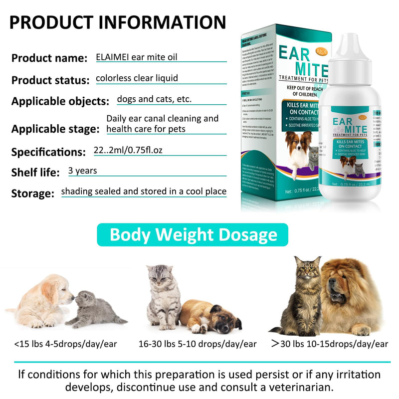 2Pack Ear Care for Dogs,Ear Mite Treatment for Dogs & Cats,Dog Ear Infection Treatment,Dog and Cat Ear Drops Soothes Itchy Ears,Dog and Cat Ear Drops Soothes Itchy Ears 44ML