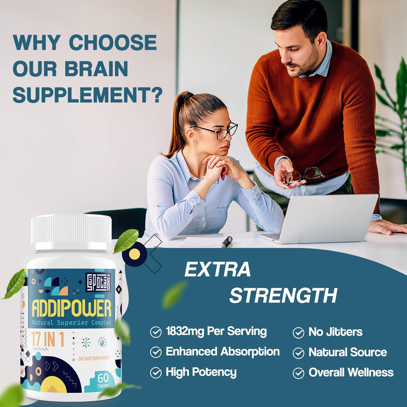 17-in-1 Brain Supplement for Memory and Focus | Nootropic Brain Supplement for Mental Clarity, Concentration, Alertness | Natural Nootropics with Herbal Extracts, Vitamins & Amino Acids (120 Tablets) 60 Count (Pack of 2)