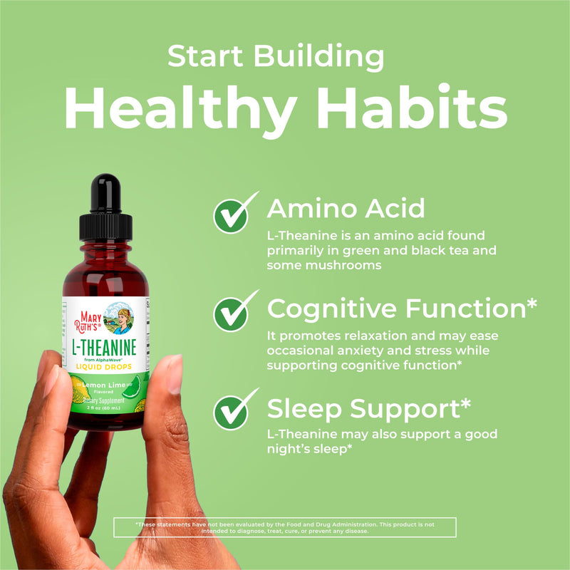 MARYRUTH'S L Theanine 200mg Liquid Drops | Mood Support for Adults & Kids | Focus Supplement | Natural Sleep Support | Vegan | Non-GMO | Gluten Free | 30 Servings (Pack of 2) 2 Fl Oz (Pack of 2)
