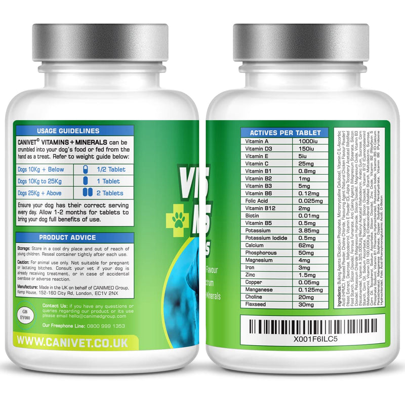Multivitamins for Dogs | 180 x Chicken Flavour Tablets | 24 x Essential Dog Vitamins & Minerals | Full Spectrum Health Supplement for Dogs | Up-to 1 x Year’s Supply | Premium Quality