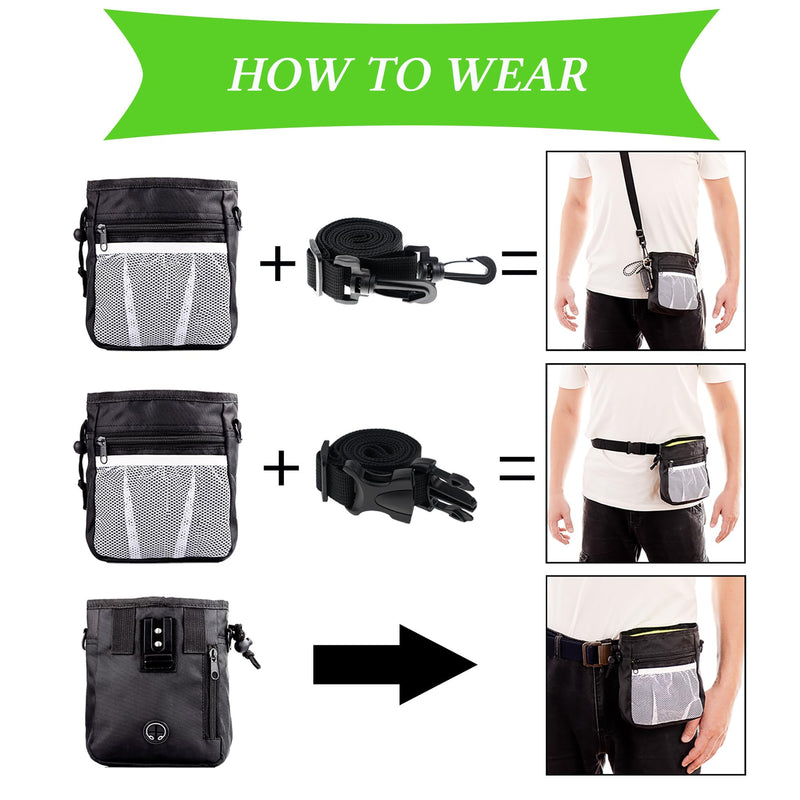 STMK Dog Treat Pouch Dog Clicker Training Kit, Dog Training Treat Pouch Dog Clicker for Training, 3 Ways to Wear Easily Carries Treat Pouches for Pet Training (Black) Black - BeesActive Australia