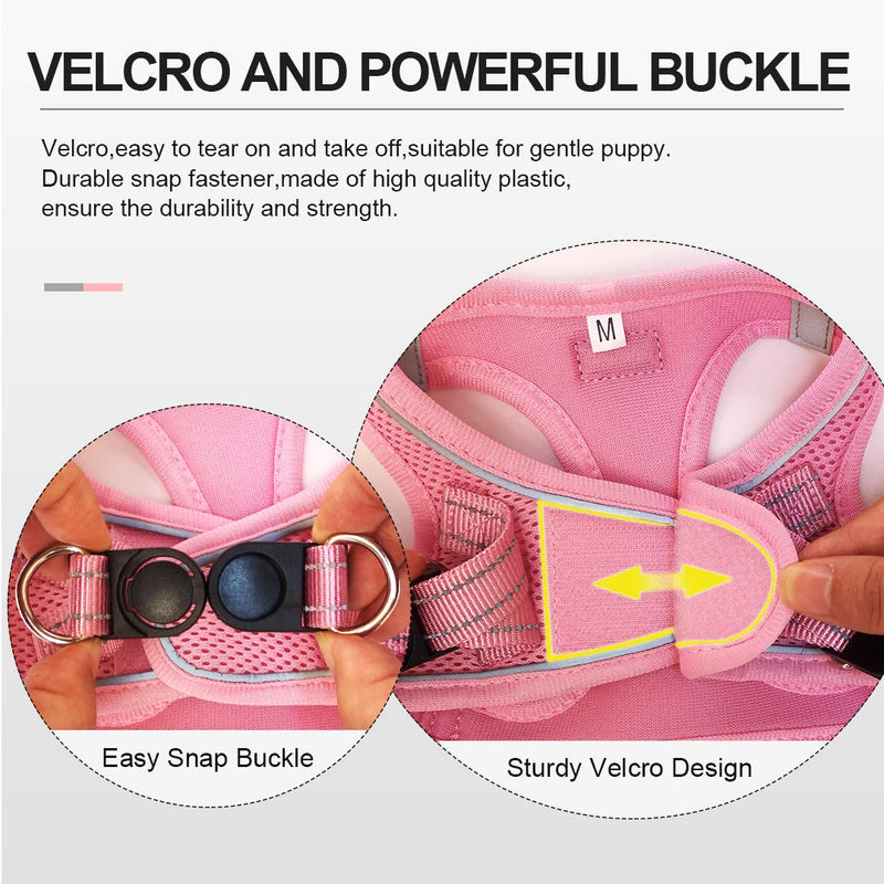 Suredoo Dog Harness with Leash Anti Pull Harness Reflective Chest Harness for Small Dogs, Pets, Puppies, Cats (Pink, XXS) Pink - BeesActive Australia