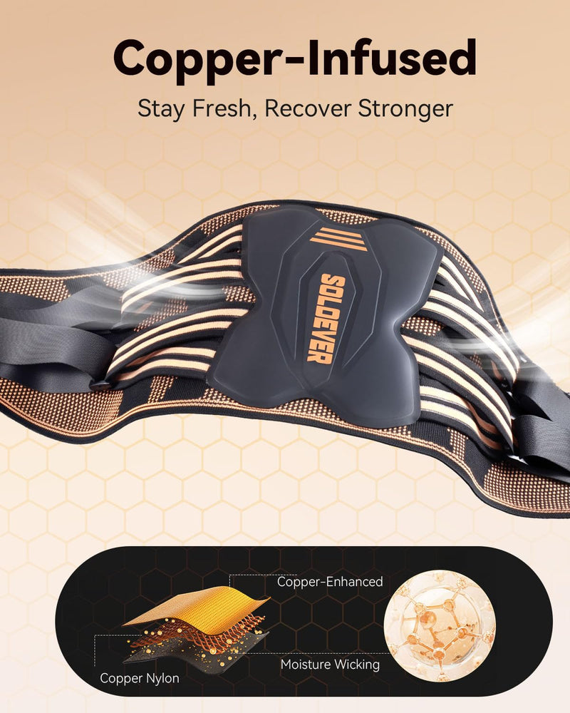 Copper-Infused Back Brace for Men Lower Back Pain Relief [Medical-Grade & Stronger Support] Lumbar Support Belt with Support System for Women - Back Support Brace for Heavy Lifting and Work L: Waist 35.4 - 41.3 (90-105CM) - BeesActive Australia