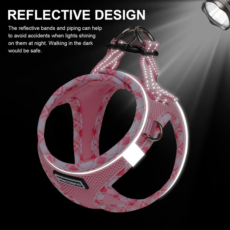 Soft Mesh Dog Harness and Leash Set, No-Chock Step-in Reflective Breathable Lightweight Easy Walk Escape Proof Vest Harnesses with Safety Buckle for Small Medium Dogs, Cats (Pink, S) Pink - BeesActive Australia