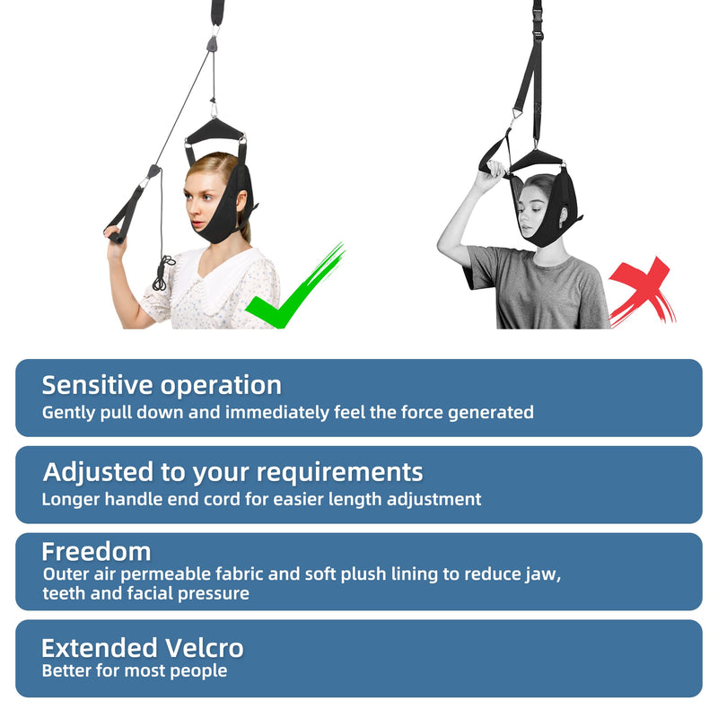 Upgraded Neck Stretcher Cervical Neck Traction Device,Double Ratchet Neck Tension Relief Portable Over The Door Device,for Physical Therapy,Neck Pain Relief, Vertebrae Disk Herniation,Black - BeesActive Australia