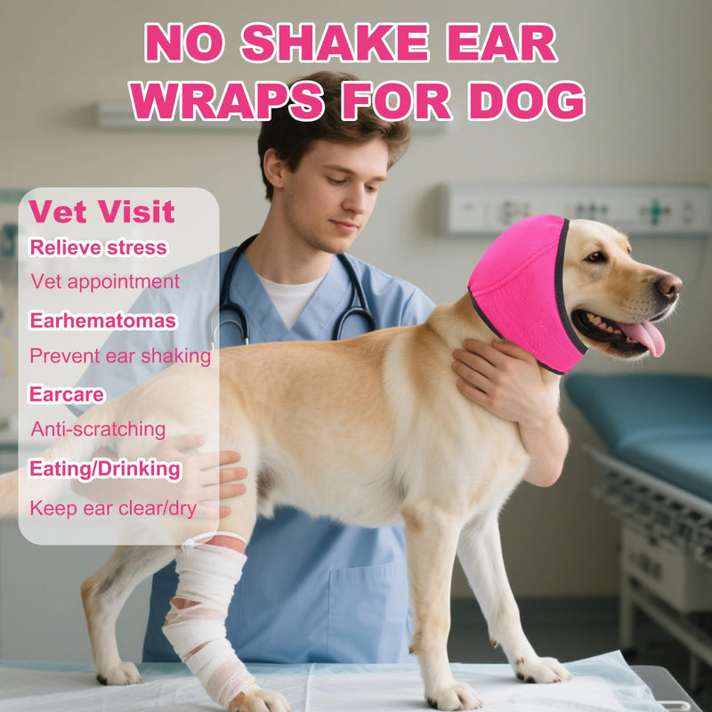 Dog Ear Muffs No Shake Ear Wraps for Dogs Ear Protection for Noise & Anxiety Relief Comfort Calming Hoodie, Protection Firework Grooming Bathing and Force Drying (Pink M) Pink