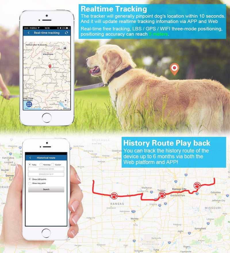TKMARS 4G GPS Tracker Dog Tracker Dog with Audible and Visual Alarm, SOS Free Applications No Subscription Required, IP66 Waterproof 4G TK911PRO - BeesActive Australia