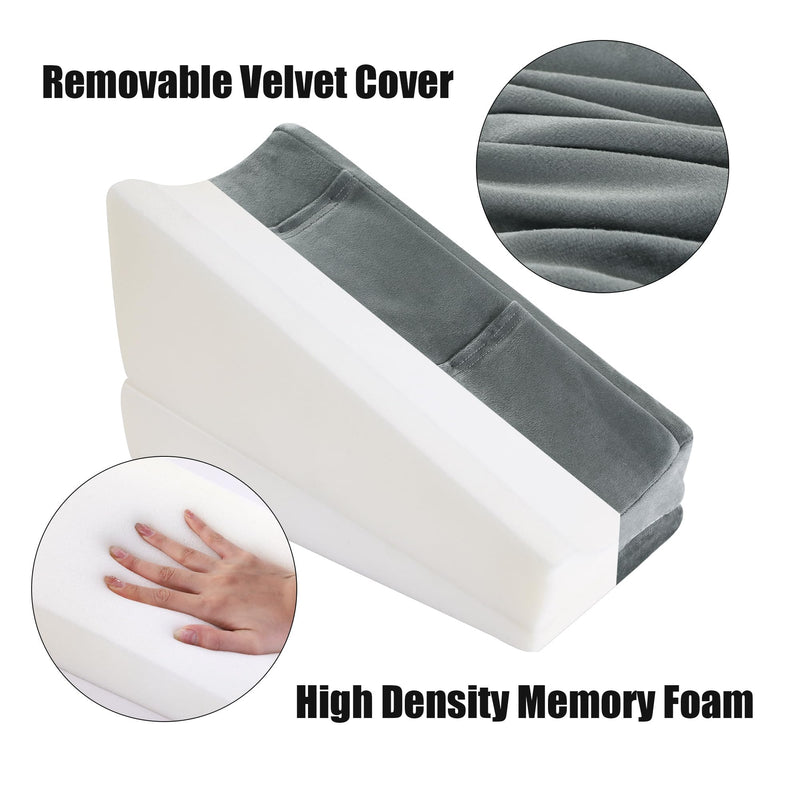 BALAPET 2-in-1 Adjustable Arm Elevation Pillow with Pockets, Ergonomic Wedge Bolster for Post Surgery Support, Recovery Boost Pillow Leg Pain Relieves (Grey) Grey