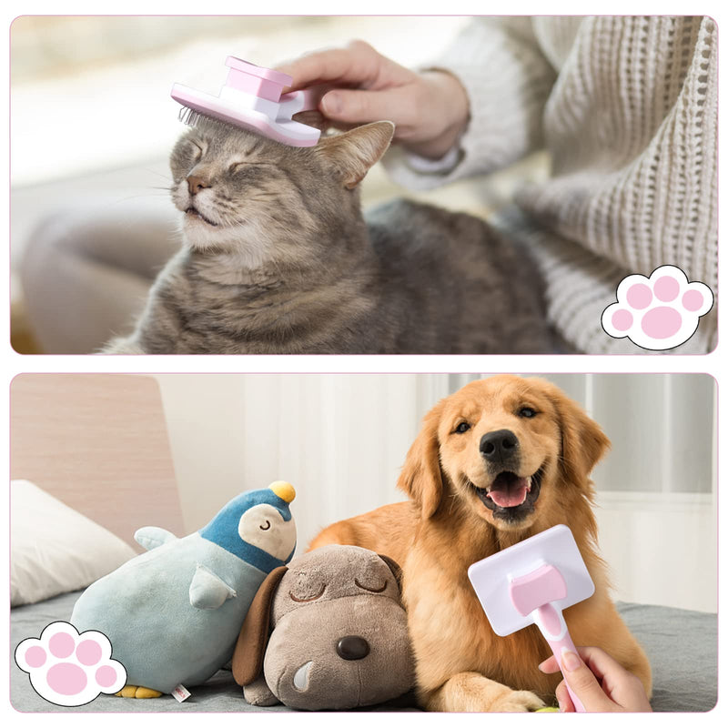 Vinabo Self Cleaning Pet Brush Long Short Hair Brush for Dogs Cats Effectively Removes Tomentose Undercoat and Tangles Pink - BeesActive Australia