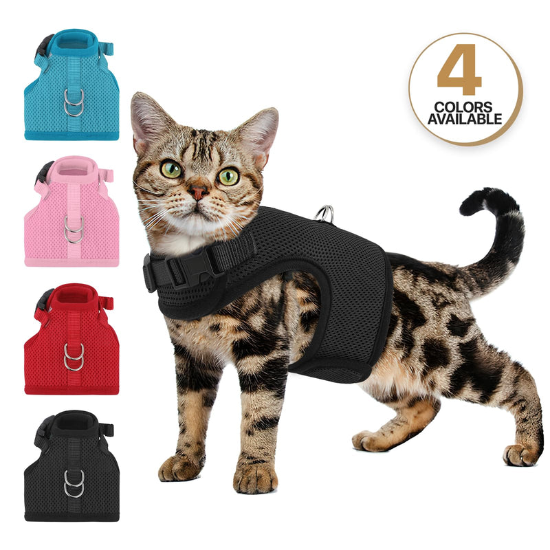 MoNiBloom Soft Cat Harness for Walking Escape Proof and Travel, Kitten Adjustable Breathable Vest Harness - Black, S - BeesActive Australia
