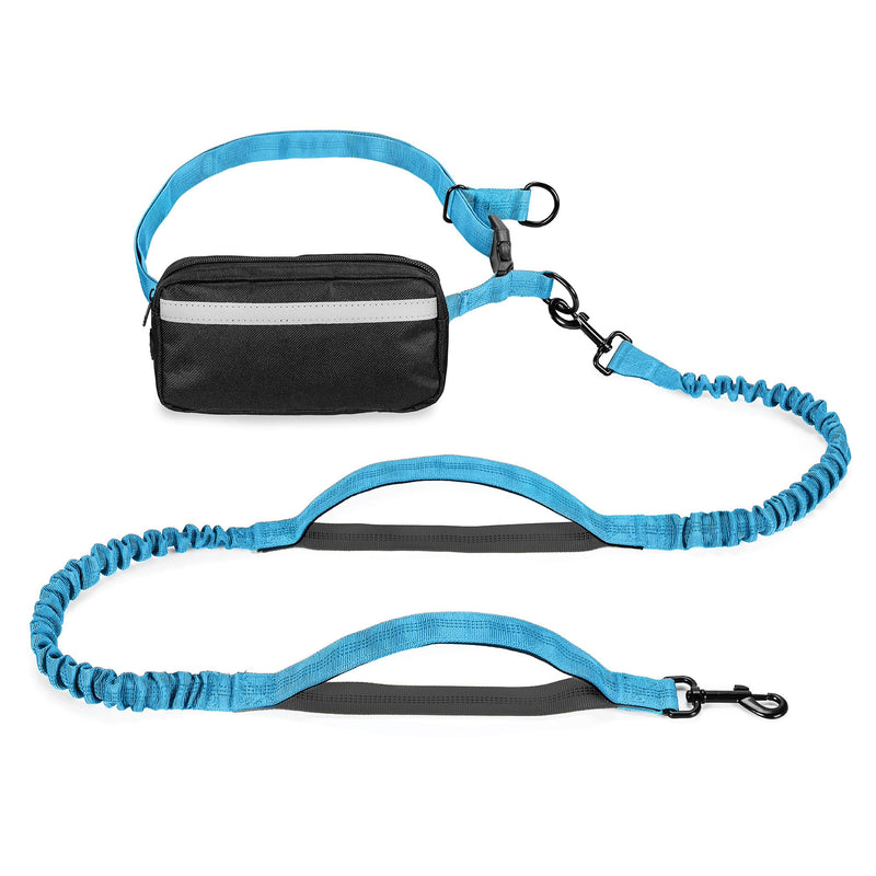 Squirrel Products Hands Free Dog Leash with Hip Belt/Crossbody Strap, Zipper Pouch, and Shock Absorbing Bungee for Walking or Jogging with pet (Blue, Black) Blue and Black - BeesActive Australia