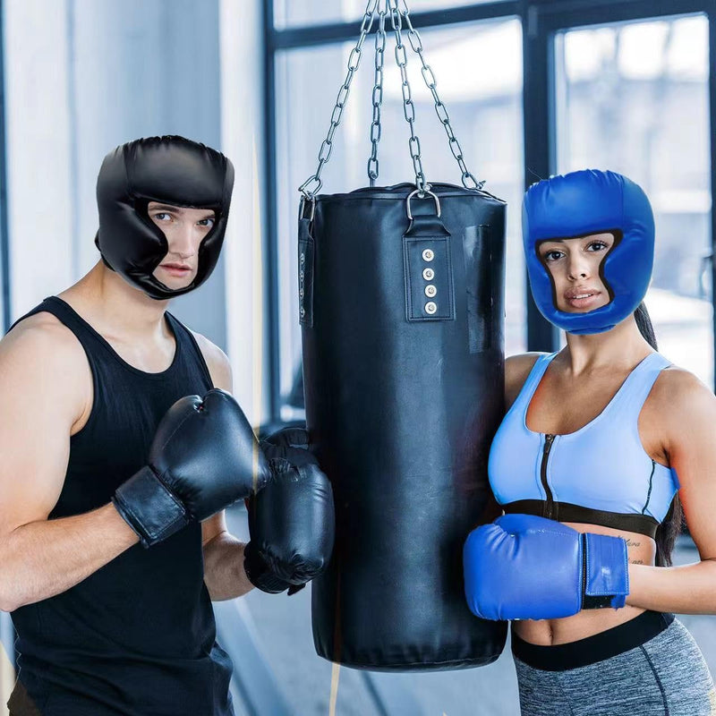 2 Pack Boxing Headgear Equipment for Taekwondo, Sparring, MMA, Muay Thai - Safety Helmet Protective Gear for Men Women Beginners Black,Blue