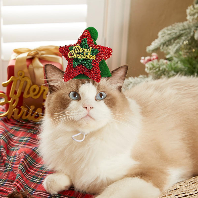 Christmas pet Collar Cat Ornament Elastic Plush Ball Cute Cat Collar with Hat Dog Neck Collar Elastic Collar Pet Costume Accessories - BeesActive Australia