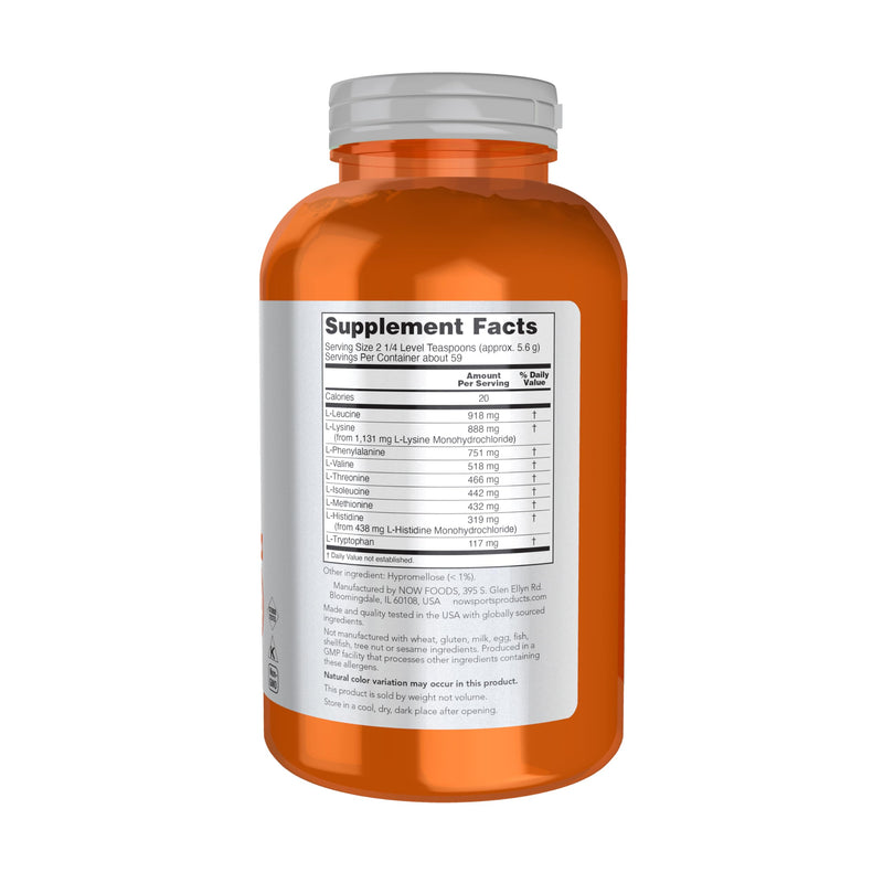 NOW Sports Nutrition, Amino-9 Essentials™ Powder, Enhanced Protein Synthesis, Amino Acids, 330-Grams