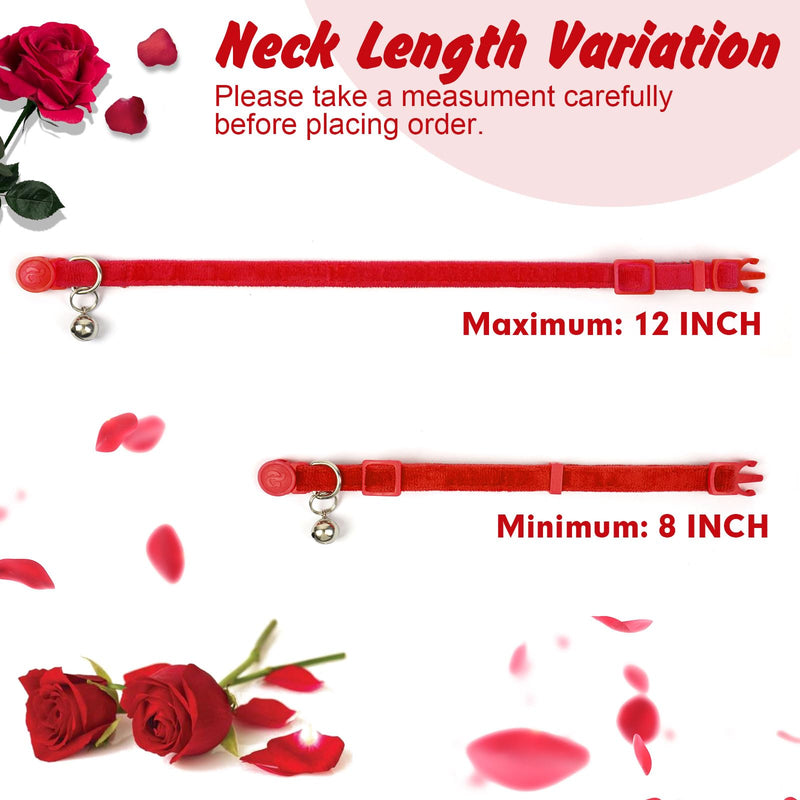 azuza 2 Pack Cat Collar Floral with Bell and Removable Flower Bowtie Breakaway Adjustable Velvet Fabric Cat Collar for Pets Valentine's Day Gift and Daily Decoration，Wine Red & Rose Pink Neck: 8"-12" Wine Red & Rose Pink - BeesActive Australia
