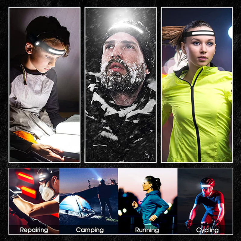 Everlyte Headlamp Rechargeable 3PCS, 230° Wide Beam Head Lamps LED with Motion Sensor for Adults, Mechanic Headlamp, Weatherproof, Lightweight Head Lights Flashlight for Hard Hat, Camping, Running 3 Pack