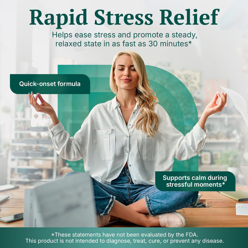 Anti Stress Supplements - Quick Relief from Situational Stress (60 Caps) | Calm Supplement - Side Effect-Free Stress Pills - Calming Supplements for Adults with Magnesium & Vitamin C Calmposure