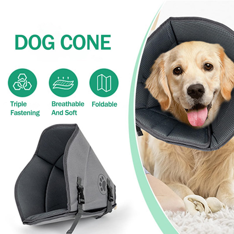 DKDDSSS Dog Collar, Soft Protective Collar, Cone Collars, Adjustable Recovery Collar, Protective Dog Collar, Breathable Pet Elizabethan Dog Collar, Bite Prevention, Grey, L - BeesActive Australia