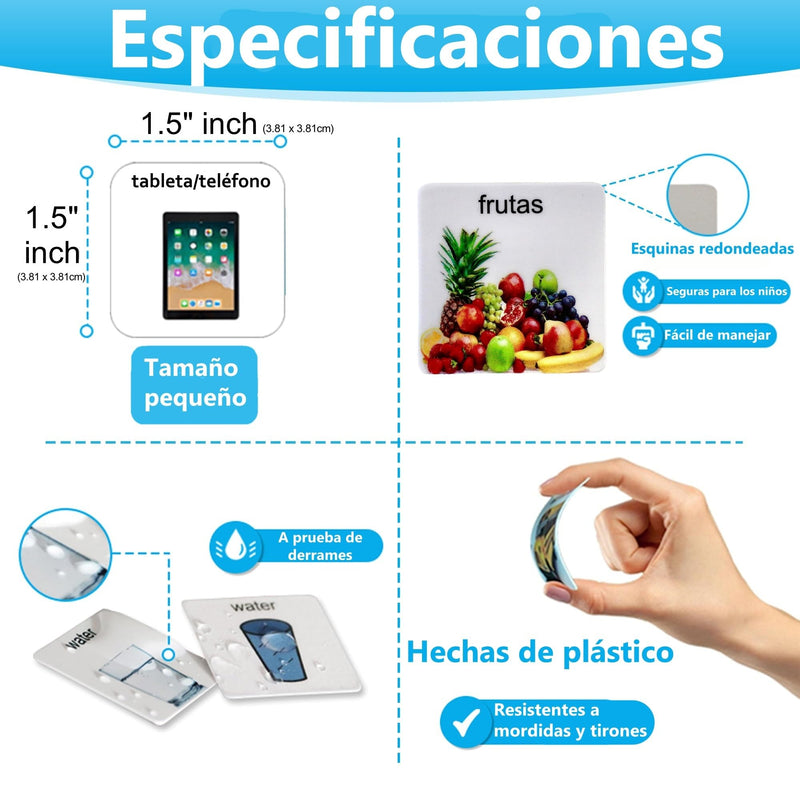 Smile4Autism Small 1.5"x1.5" Loose Spanish Visual Picture Cards, Receptive and Expressive Language, Speech Articulation Therapy, ASD, ADD, ADHD, Apraxia, & Stroke Patients Spanish Real Photos 166 Pcs. Small Plastic