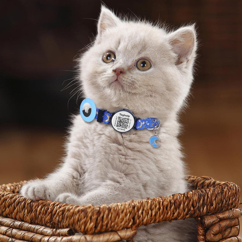 2PCS Breakaway Cat Collars with QR Code Bell Moons Stars Cute Kitty Adjustable Safe Kitten Collars with Pendant Glow in The Dark. Smart ID tag.Real-time scan alerts (Purple&Pink) Purple & Pink - BeesActive Australia