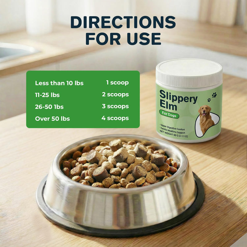 Slippery Elm Bark Powder for Dogs - Organic Herbal Digestive Support for Sensitive Stomachs, Gentle Gut & Throat Comfort, 2 fl oz