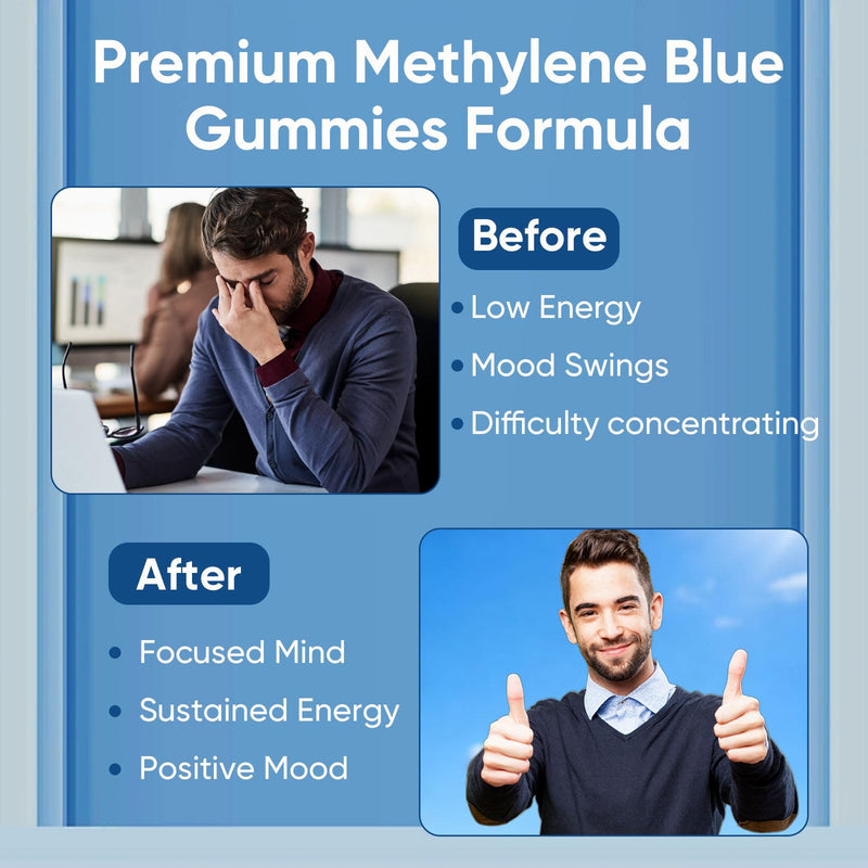 Feelific Methylene Blue Gummies, Health Aura Blue Gummies, 5mg of Methylene Blue Per Gummy for Sustained Energy, Mental Clarity, Lifted Mood, Sharper Focus, 30 Gummies 1