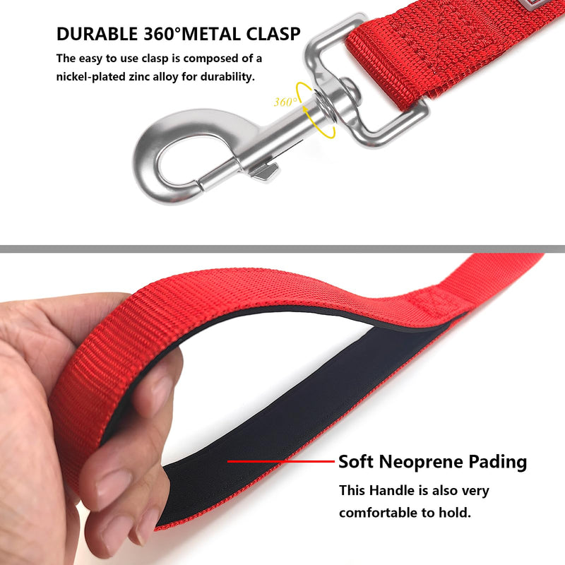 Basic Dog Leashes 6 FT Padded Handle Nylon Dogs Leashes for Large Dogs Red Large : 1" x 6 FT - BeesActive Australia