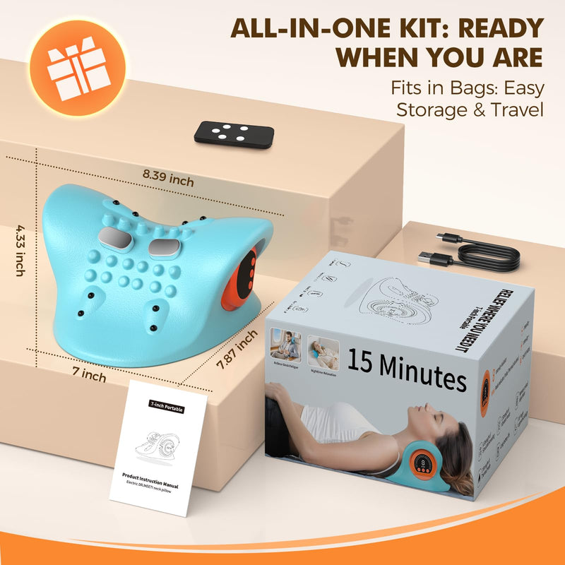 Neck Massager 2025 Portable Neck Traction Device, Cervical Stretcher with Heating & Vibration ‚Äì Relieve Muscle Tension, 3-in-1neck pillow Customizable Massage Modes with Wireless Remote Control - BeesActive Australia
