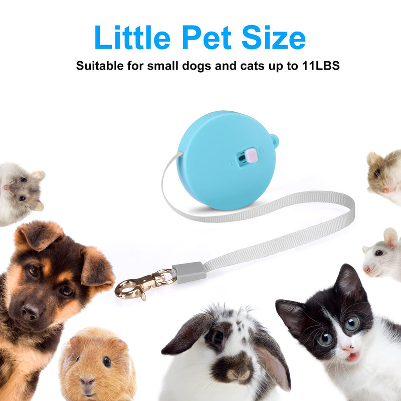 Retractable Dog Leash for Small Dogs Cats up to 11lbs with 6.5ft Anti-Pull Strong Nylon Tape, Hands Free, Mini and Portable Walking Leash with Wrist Strap, One-Hand Brake, Blue Round