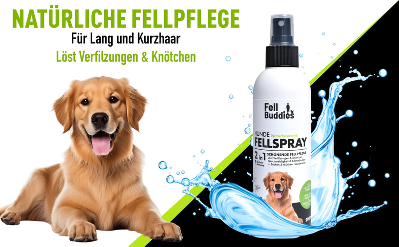 FellBuddies® fur care spray - ideal care for tangles and knots - improves suppleness and combability Gentle dog natural cosmetics - BeesActive Australia