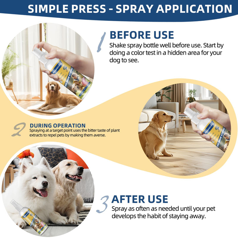 No Chew Spray for Dogs (2 Pack) - Bitter Apple Taste, Stop Furniture & Shoe Chewing, Prevent Wound Licking, Alcohol-Free, Non-Toxic Puppy Training Deterrent Spray, 4.05oz Each (Blue, L) blue