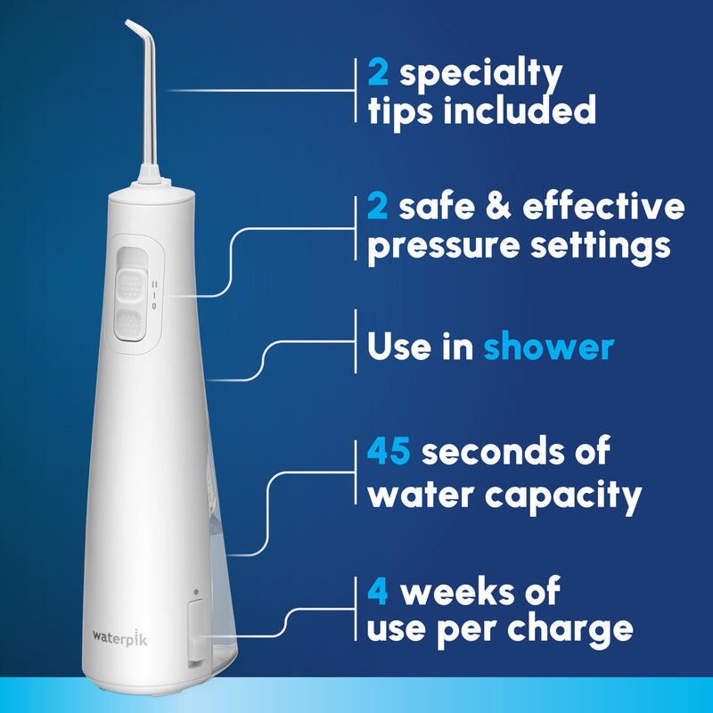 Waterpik Cordless Pulse 3100 Rechargeable Portable Water Flosser for Teeth, Gums, Braces Care and Travel with 2 Flossing Tips, Waterproof for Shower Use, ADA Accepted, WF-20 White, Amazon Exclusive - BeesActive Australia