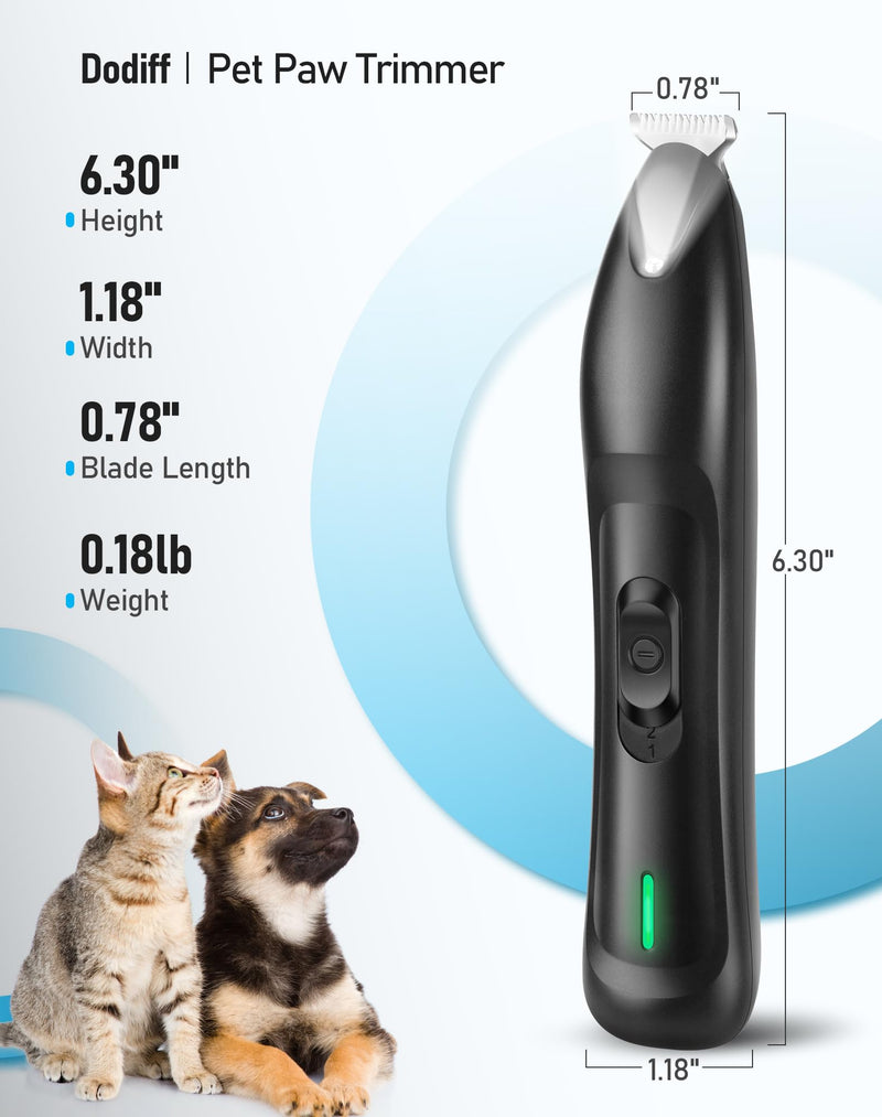 Dog Paw Trimmer with LED Light, Rechargeable Cordless Dog Clippers with Wider Blade for Grooming Pet's Paw Pad, Low Noise 2 Speed Electric Cat Hair Shaver for Small Areas - BeesActive Australia
