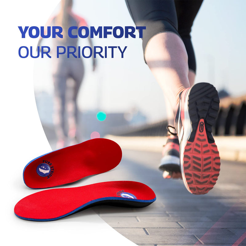 Pure Stride Professional Full Length Orthotics - Shoe Insert & Support for Metatarsals, High Arch, Flat Feet - Pain Relief for Plantar Fasciitis, Arch, Heel - 1 Pair, Men's 7-7.5 / Women's 9-9.5 Generation 2