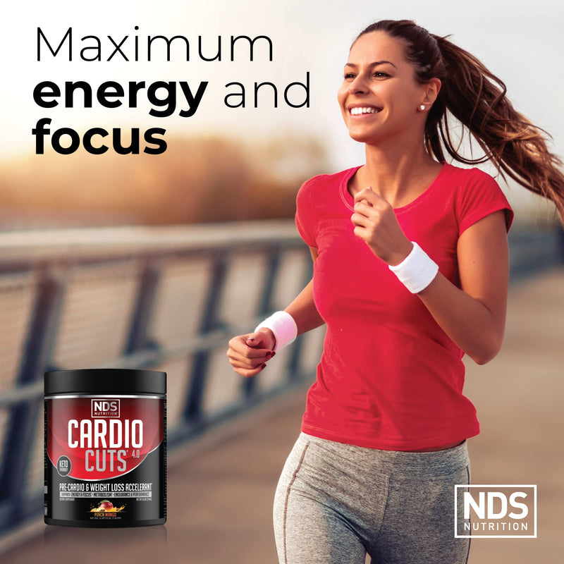 NDS Nutrition 4.0 Pre Workout Supplement - Advanced Weight Loss and Pre Cardio Formula with L-Carnitine, CLA, MCTs, L-Glutamine, and Safflower Oil - Peach Mango (40 Servings)