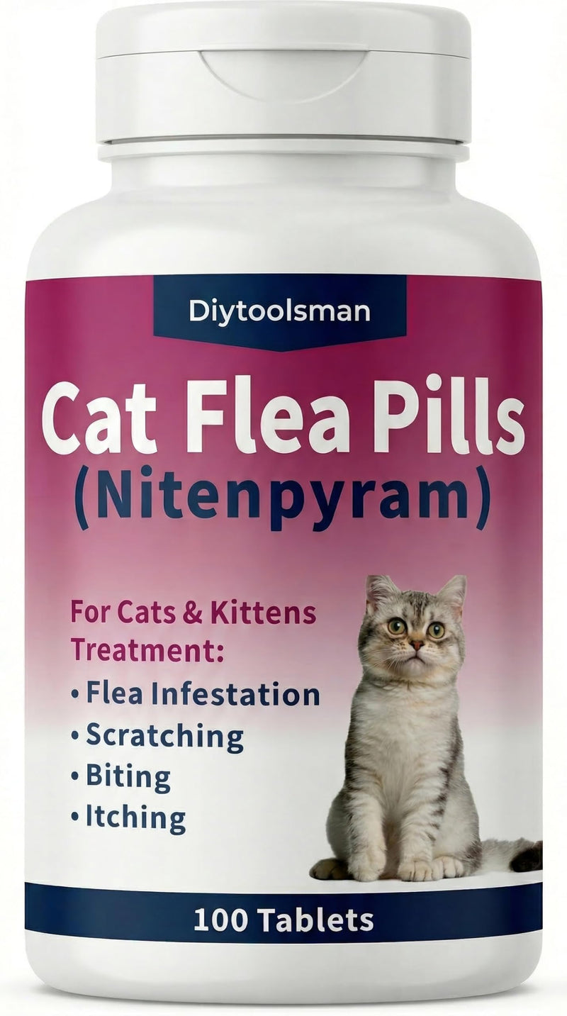 (Nitenpyram) Flea Treatment for Cats (2-25 lbs), Cat Flea Treatment Pill, 100 Tablets